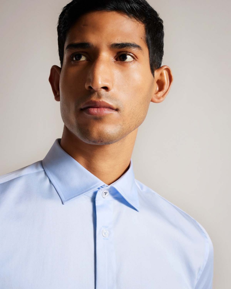 Ted Baker BELLOW Long Sleeve Stretch Smart Shirt Lt-Blue | 736DURBLK