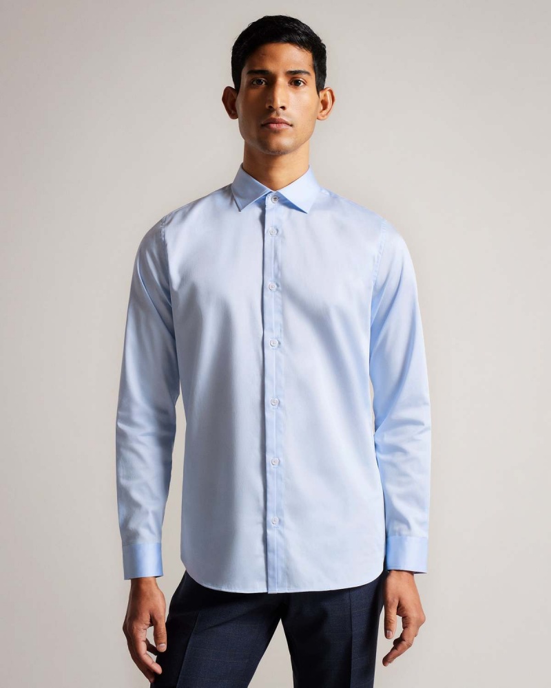 Ted Baker BELLOW Long Sleeve Stretch Smart Shirt Lt-Blue | 736DURBLK