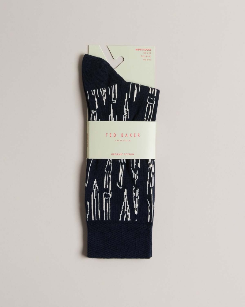 Ted Baker BOILIN Pen Pattern Sock Bleumarin | 264HQLMFY