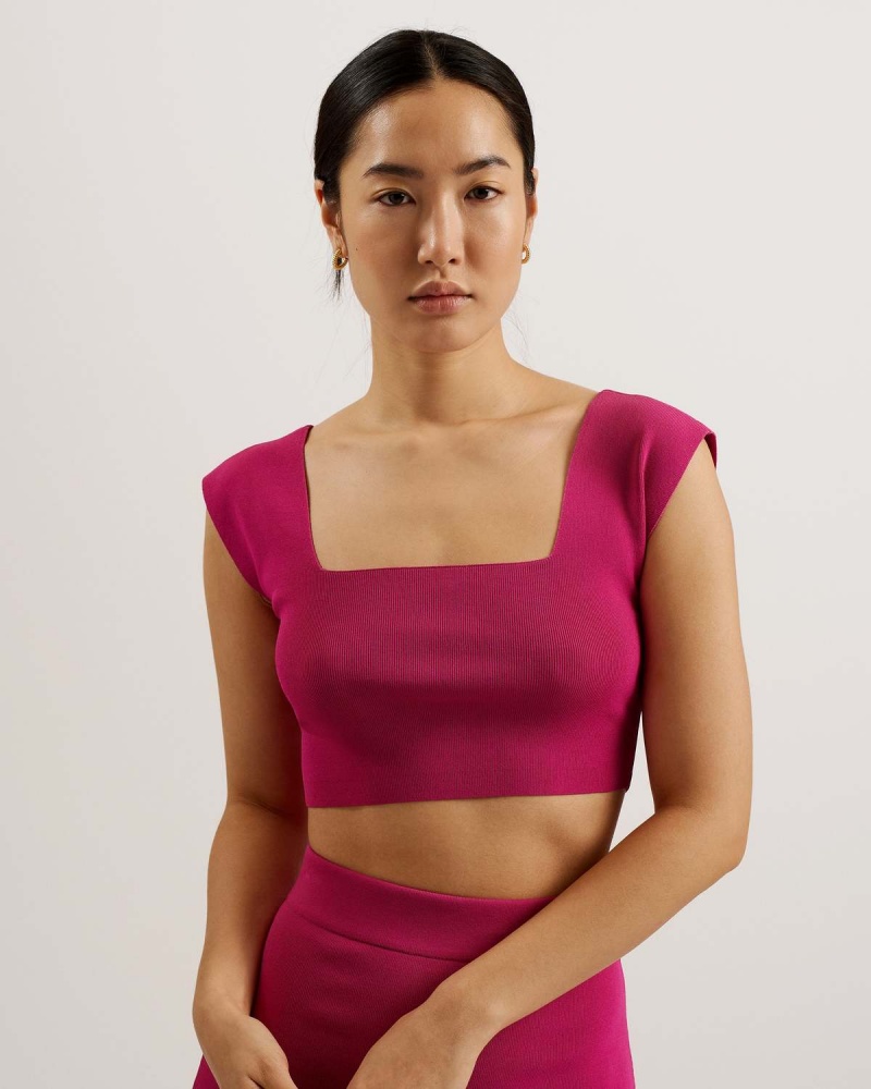 Ted Baker BRENHA Cropped Knit Vest Top Violet | 765ROYXLH