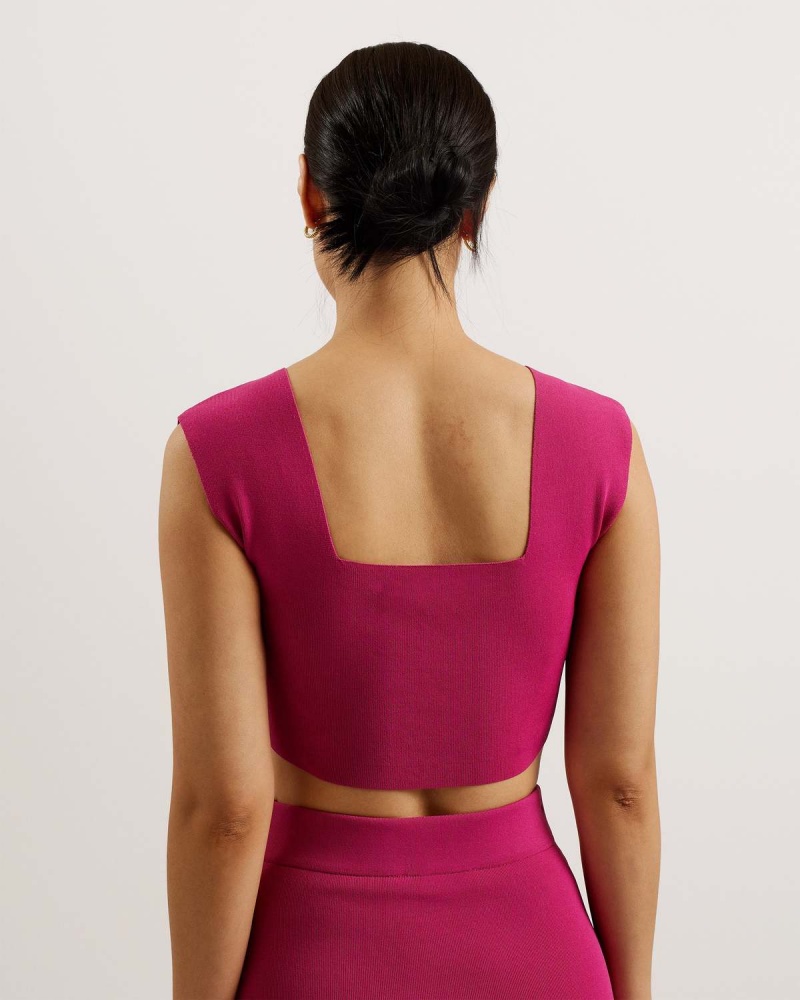 Ted Baker BRENHA Cropped Knit Vest Top Violet | 765ROYXLH