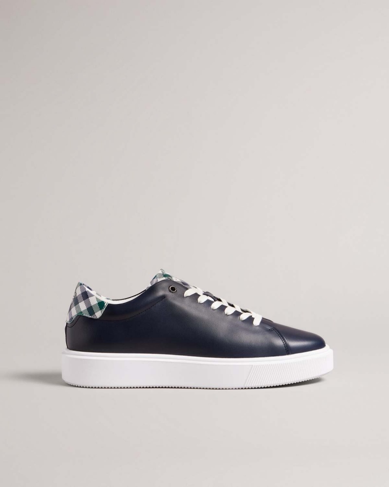 Ted Baker BREYONN Check Piele Inflated Sole Sneaker Bleumarin | 960BCAWXJ