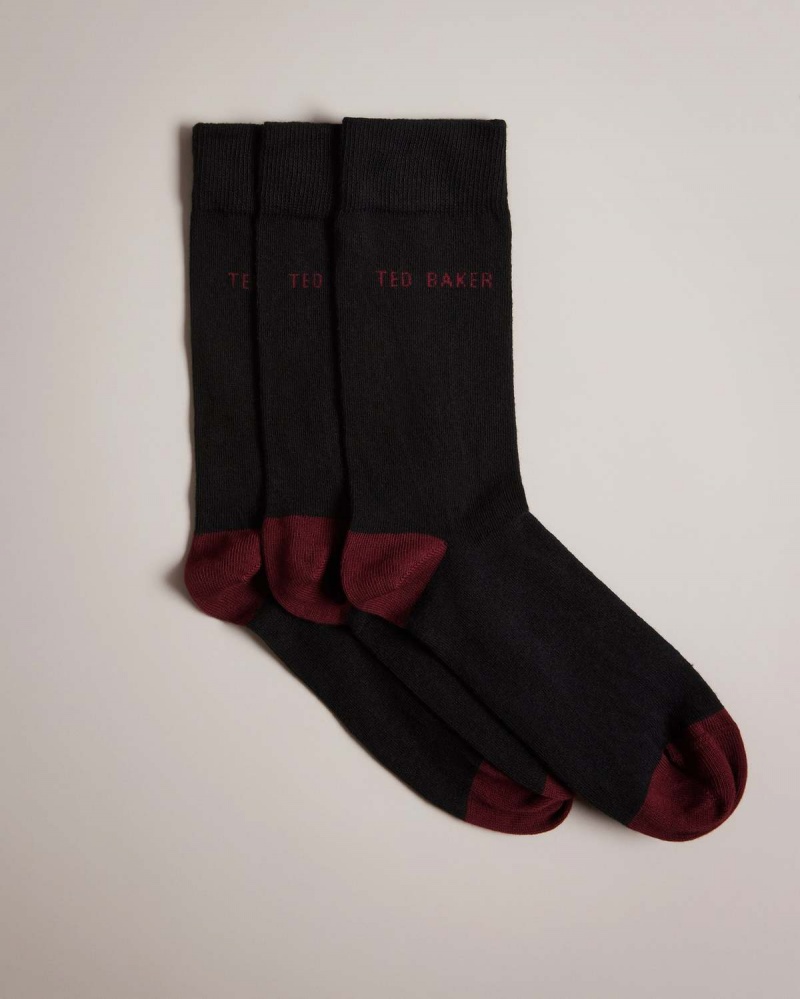 Ted Baker BURGY Three Pack of Socks Negrii | 126NOHCAR