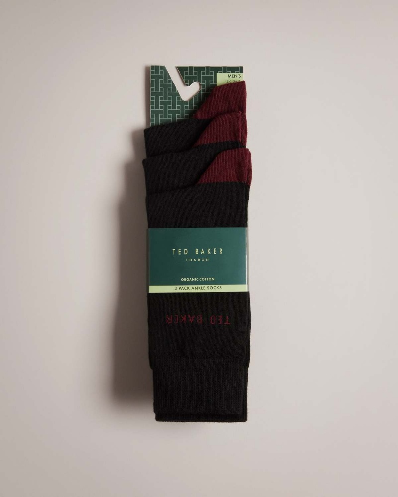 Ted Baker BURGY Three Pack of Socks Negrii | 126NOHCAR