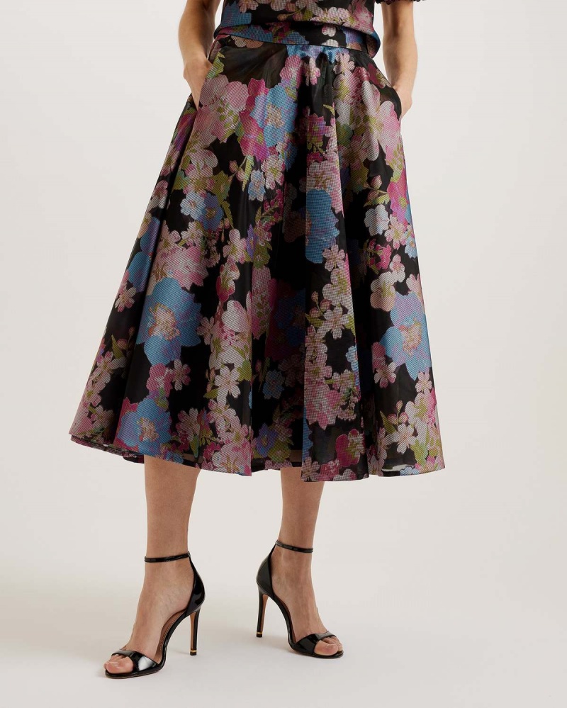 Ted Baker BURSA Jacquard Midi Skirt Negrii | 360WUMHEP