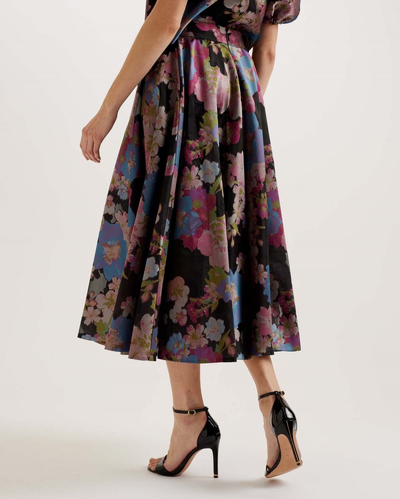 Ted Baker BURSA Jacquard Midi Skirt Negrii | 360WUMHEP