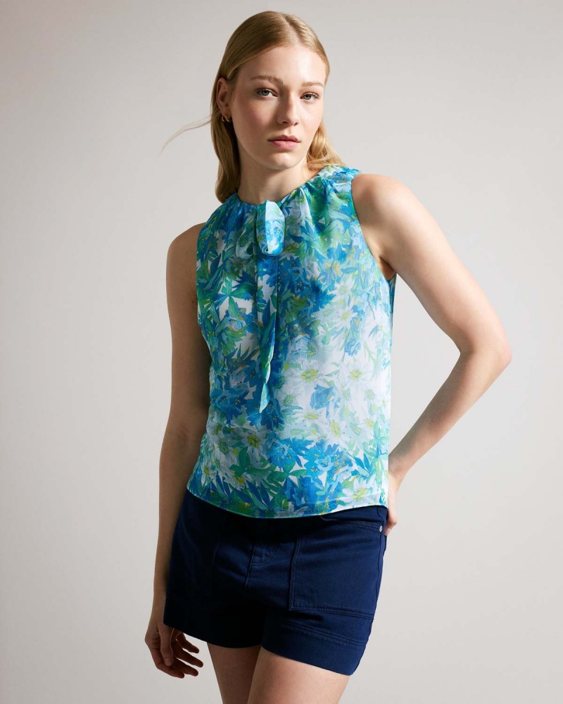 Ted Baker CHALOTE Fara Maneci Top with Tie Detail Albi | 513DHRPTM