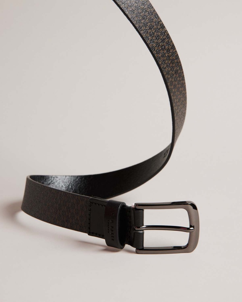 Ted Baker CONABY Geometric Piele Belt Negrii | 091TERVMJ