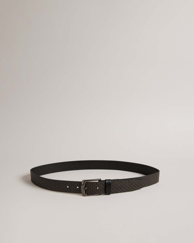 Ted Baker CONABY Geometric Piele Belt Negrii | 091TERVMJ