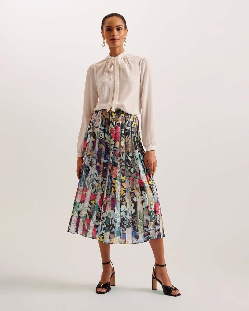 Ted Baker CORNINA Plisat Midi Skirt Negrii | 207GOQFTU