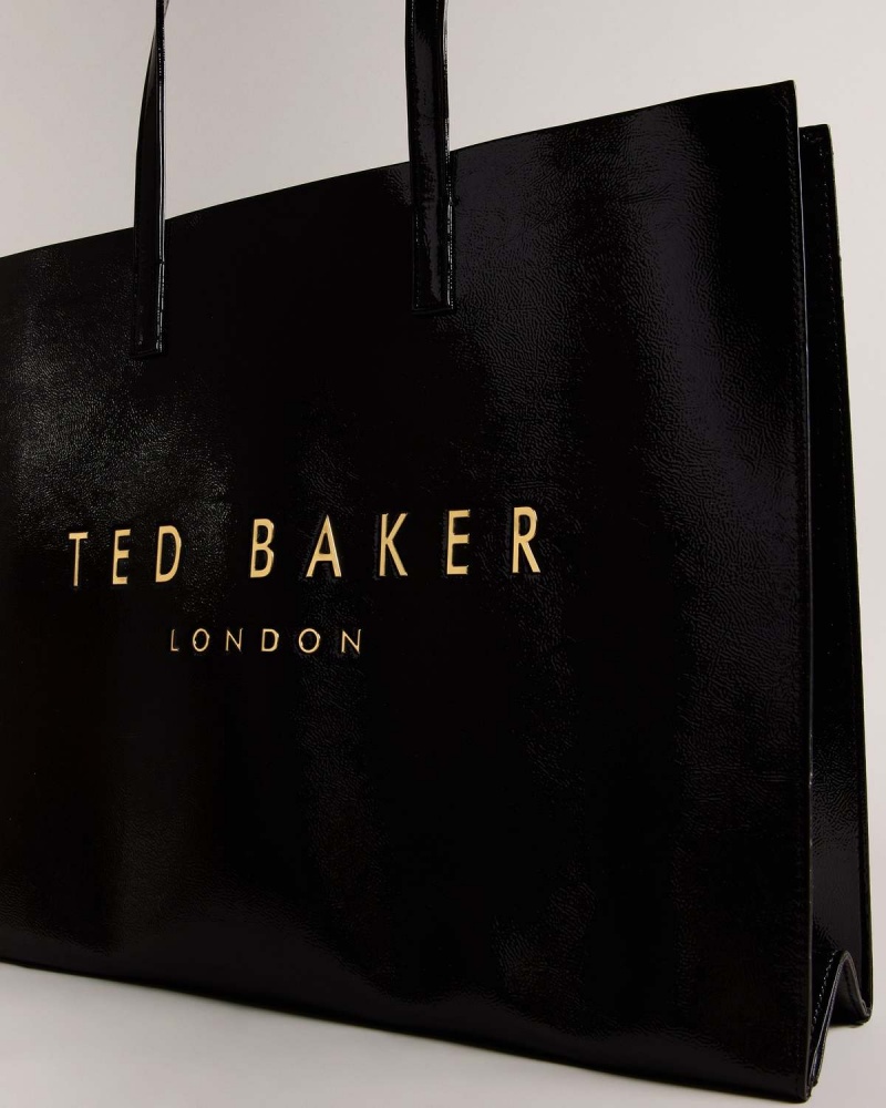 Ted Baker CRIKON Largi Crinkle Texture Icon Tote Bag Negrii | 153AIOXNC