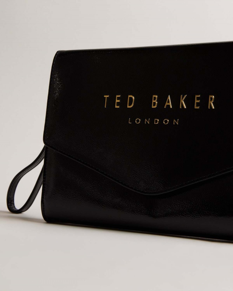 Ted Baker CRINKIE Faux Piele Crinkle Icon Clutch Negrii | 426FBNWSJ