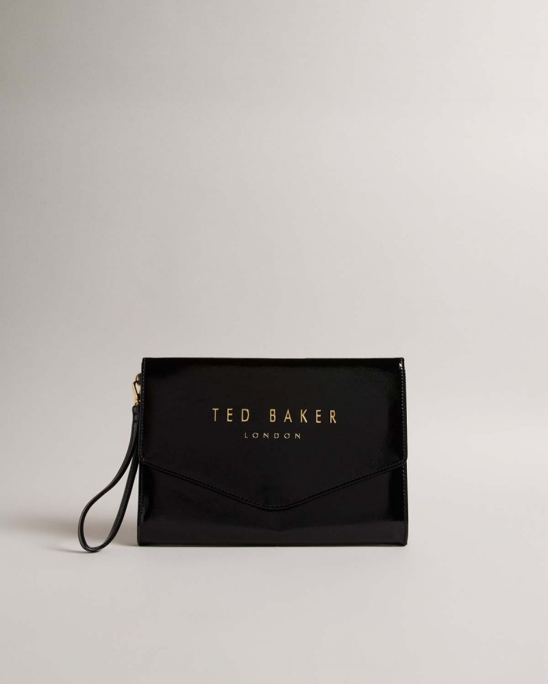 Ted Baker CRINKIE Faux Piele Crinkle Icon Clutch Negrii | 426FBNWSJ