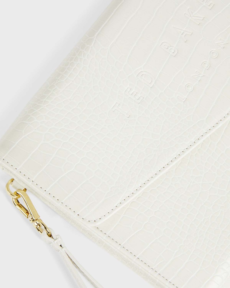 Ted Baker CROCEY Croc Detail Debossed Envelope Pouch Nude | 248AGEOXT