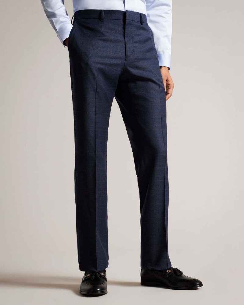 Ted Baker CROMTS Navy Choc Check Trouser Bleumarin | 873UBIGTM