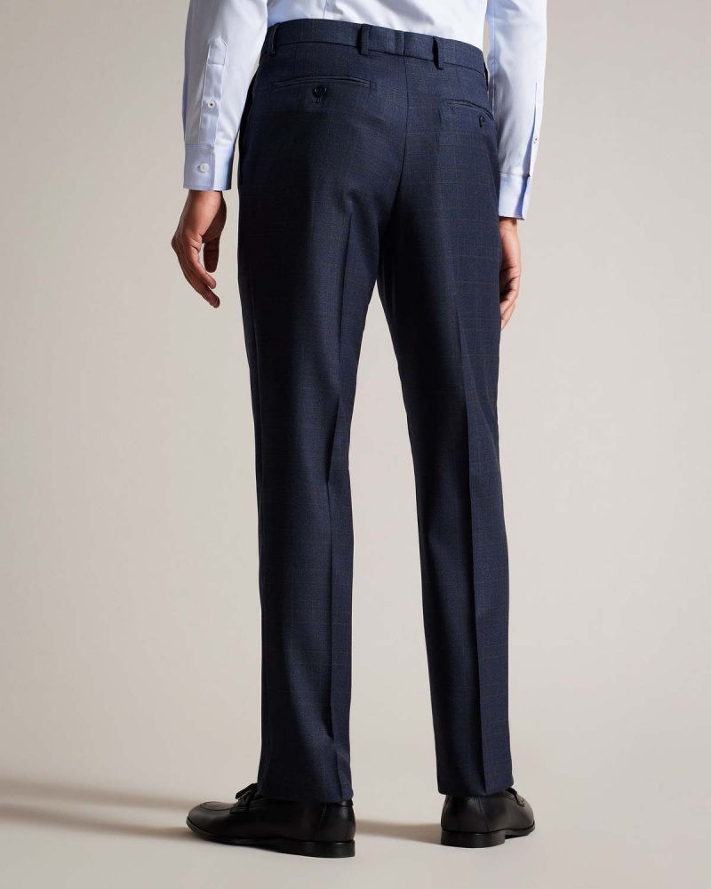 Ted Baker CROMTS Navy Choc Check Trouser Bleumarin | 873UBIGTM