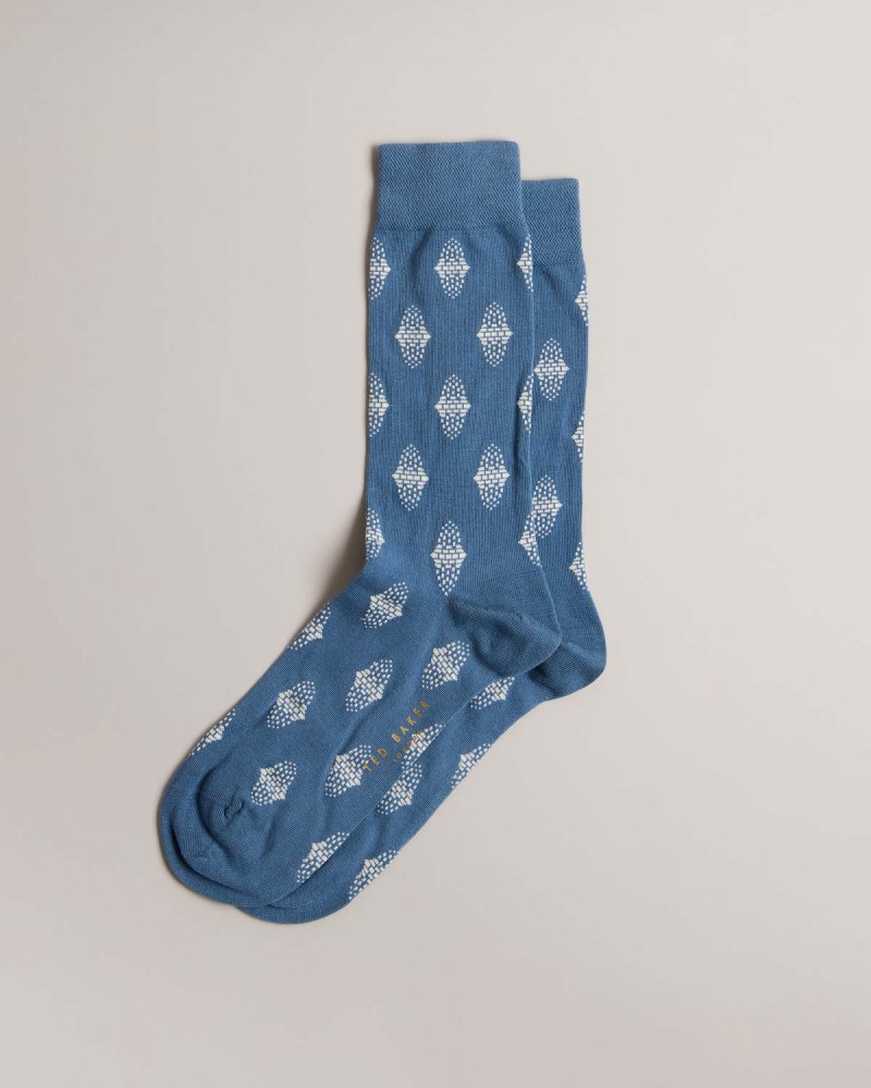 Ted Baker DRENCHD Geometric Pattern Sock Albastri | 514ZKJTML