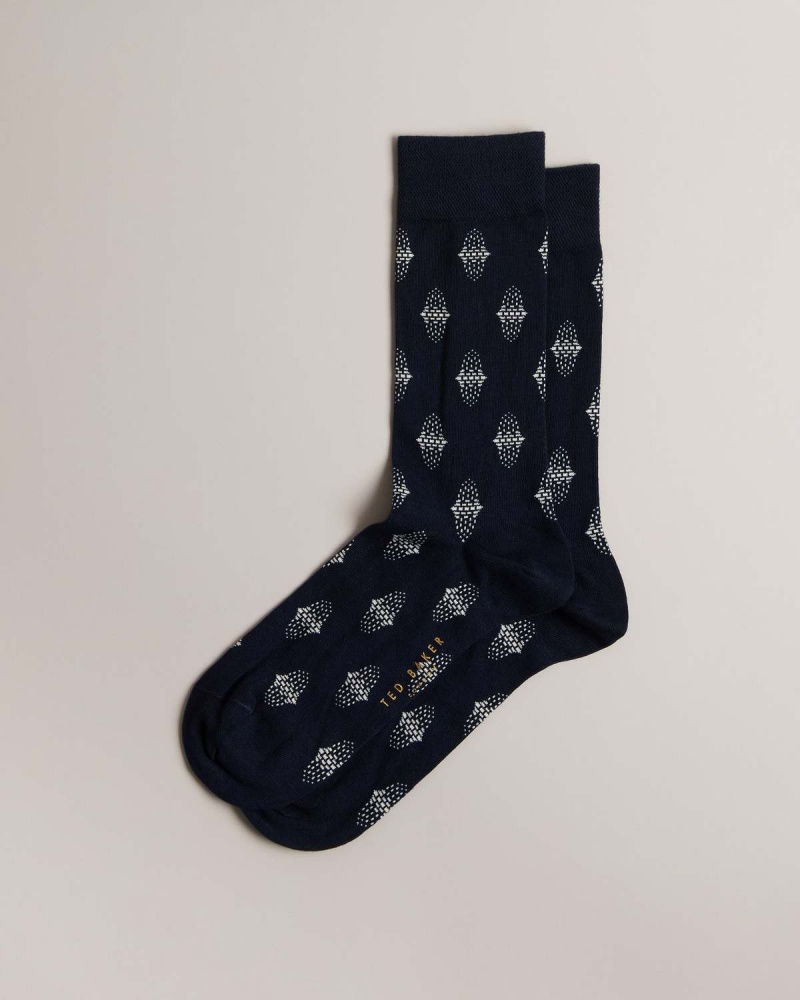 Ted Baker DRENCHD Geometric Pattern Sock Albastri | 514ZKJTML