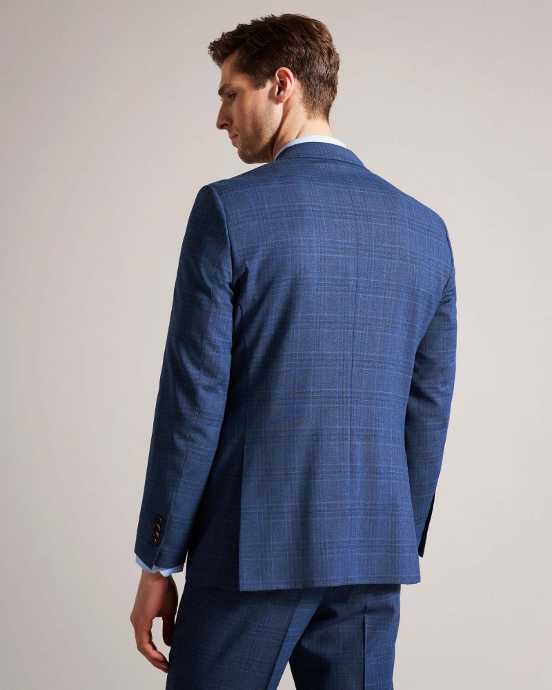 Ted Baker DRYDENJ Navy Check Suit Jacket Bleumarin | 524BCQSUP