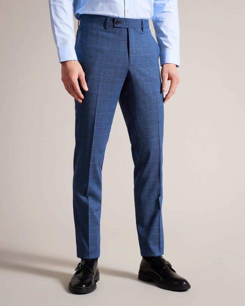 Ted Baker DRYDENT Navy Check Suit Trousers Bleumarin | 178RZODWS