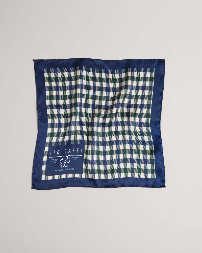 Ted Baker DUMFF House Check Pocket Square Bleumarin | 965PDHMVK