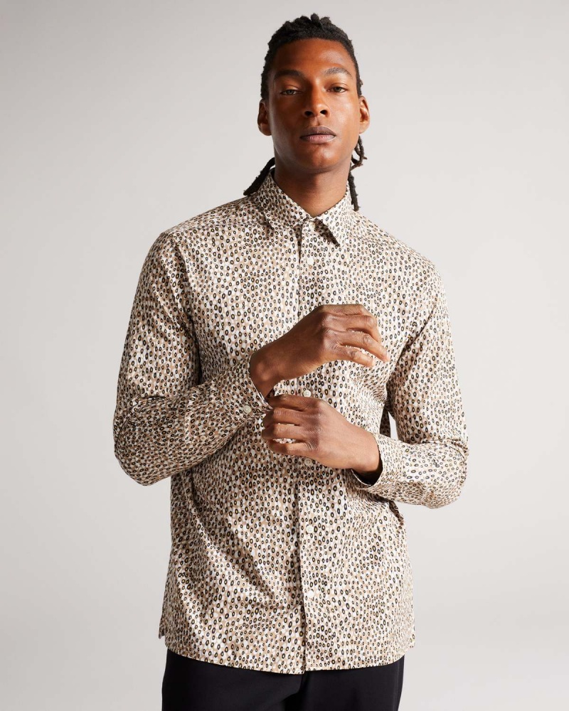 Ted Baker DUNSTON LS Retro Dot Shirt Maro | 730ZVKWIO