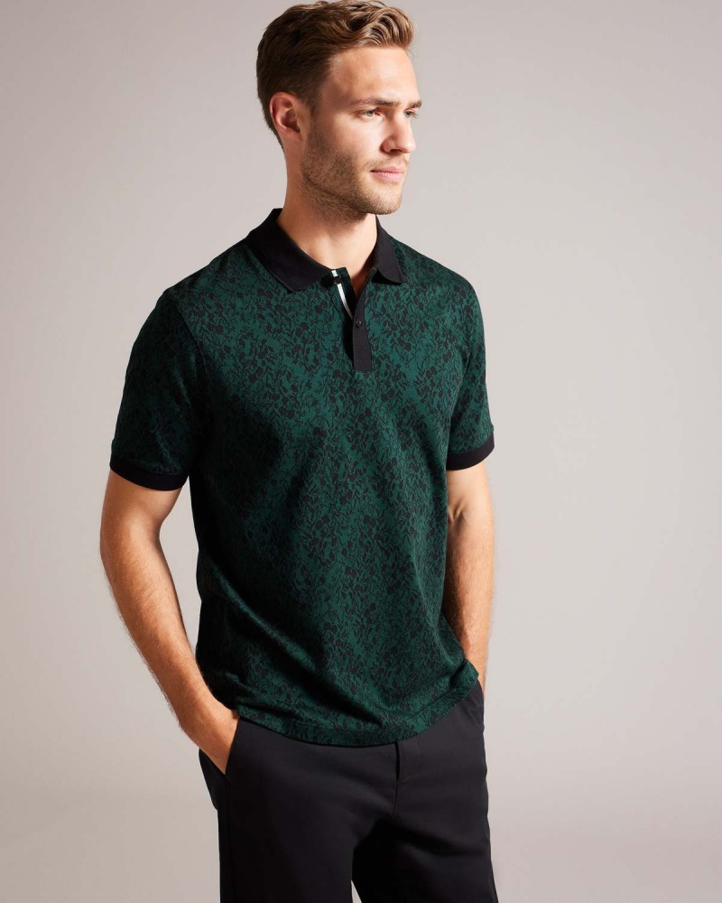 Ted Baker EALIS SS Regular Jacquard Polo Albastru Deschis | 589MGOJVN