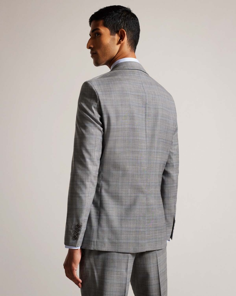 Ted Baker ELGOLJS Grey Pow Check Jacket Gri | 079BZNXAR