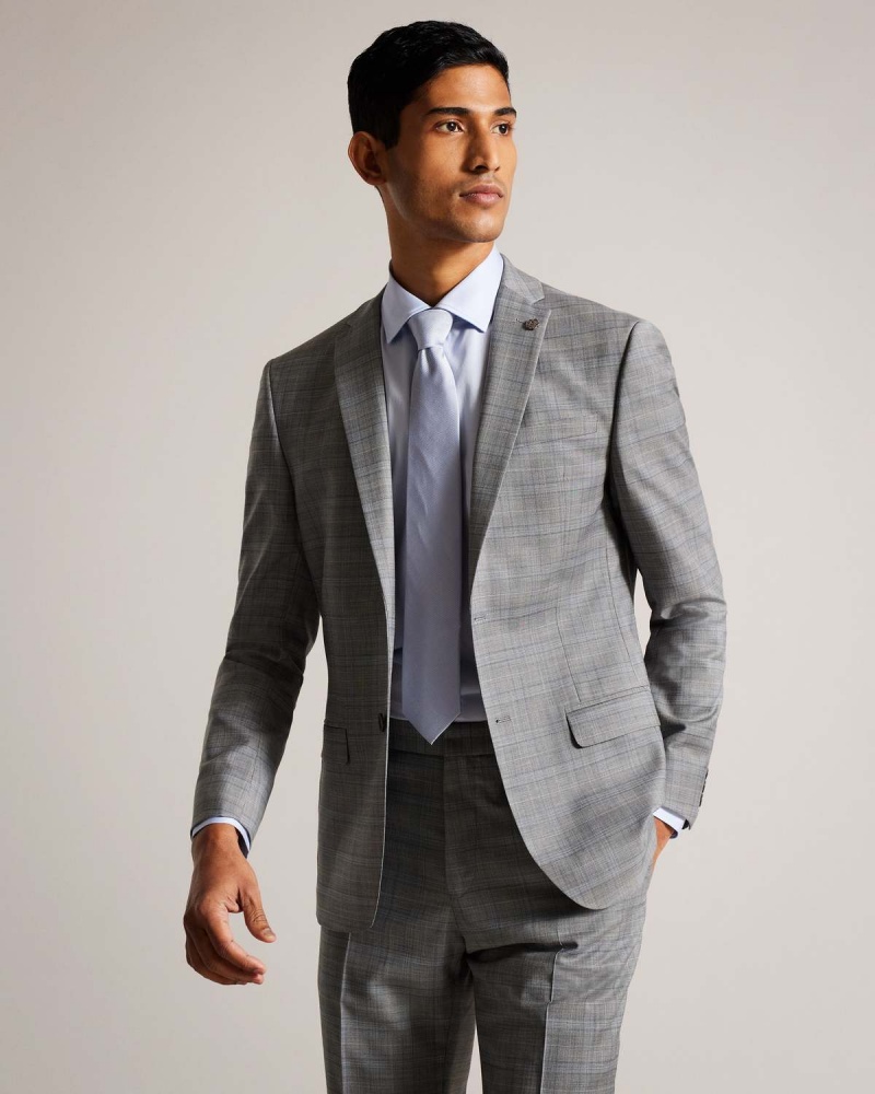 Ted Baker ELGOLJS Grey Pow Check Jacket Gri | 316QRHKVC