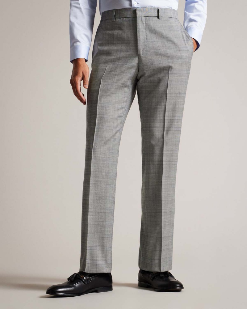 Ted Baker ELGOLTS Grey Pow Check Trouser Gri | 178OBCJEH