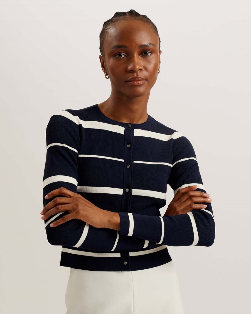 Ted Baker ELORIAA Crew Neck Fitted Cardigan Bleumarin | 178ZLAUQC