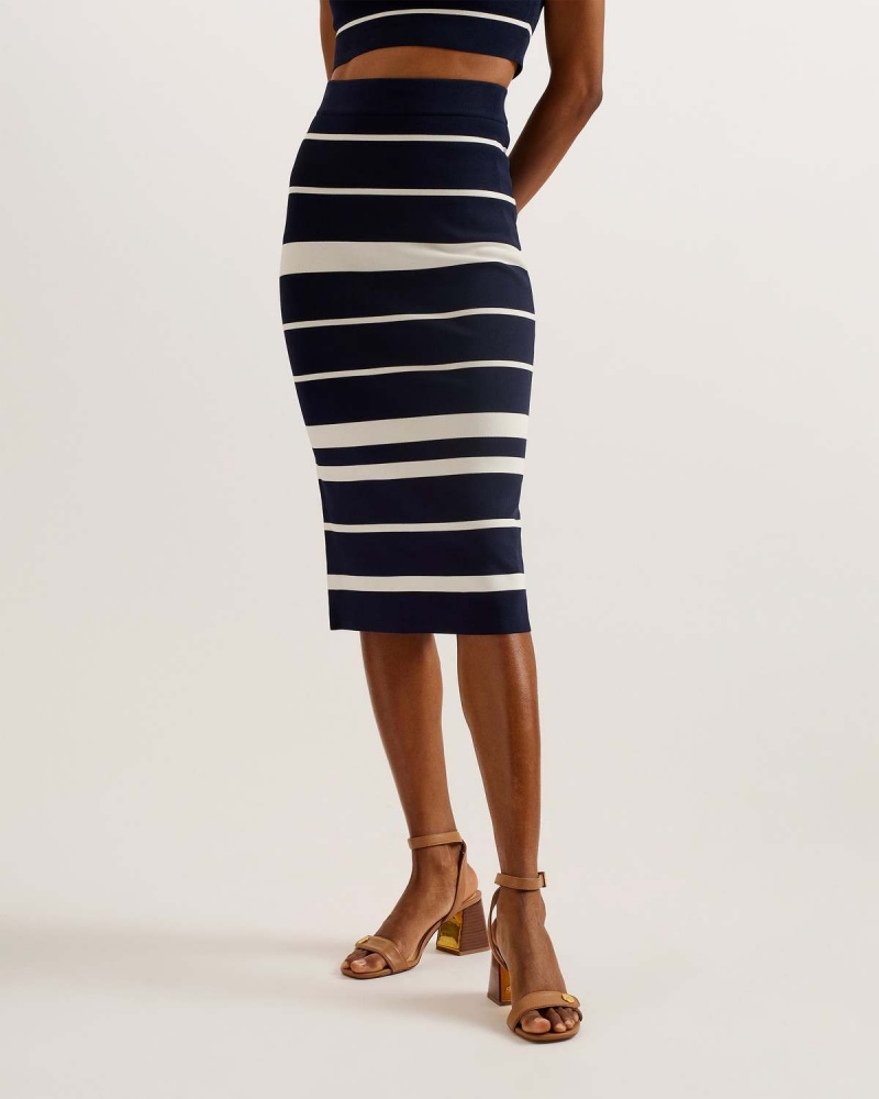 Ted Baker EMILIHA In Dungi Bodycon Knit Skirt Bleumarin | 536KVUQBM