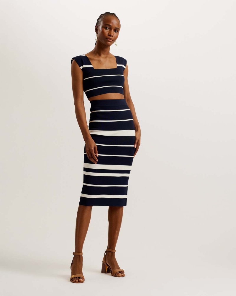 Ted Baker EMILIHA In Dungi Bodycon Knit Skirt Bleumarin | 536KVUQBM