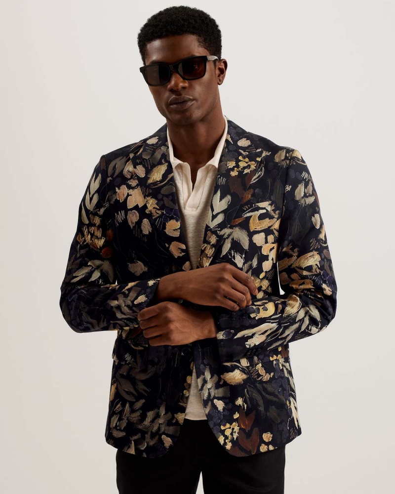 Ted Baker EMILIOJ Jersey Floral Suit Jacket Negrii | 574ALUZKQ