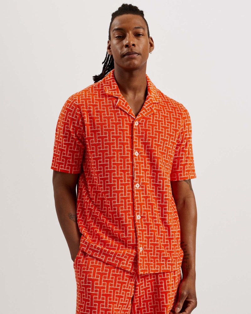 Ted Baker ENDULA SS Relaxed Towelling Shirt Brt-orange | 826EKZPOC