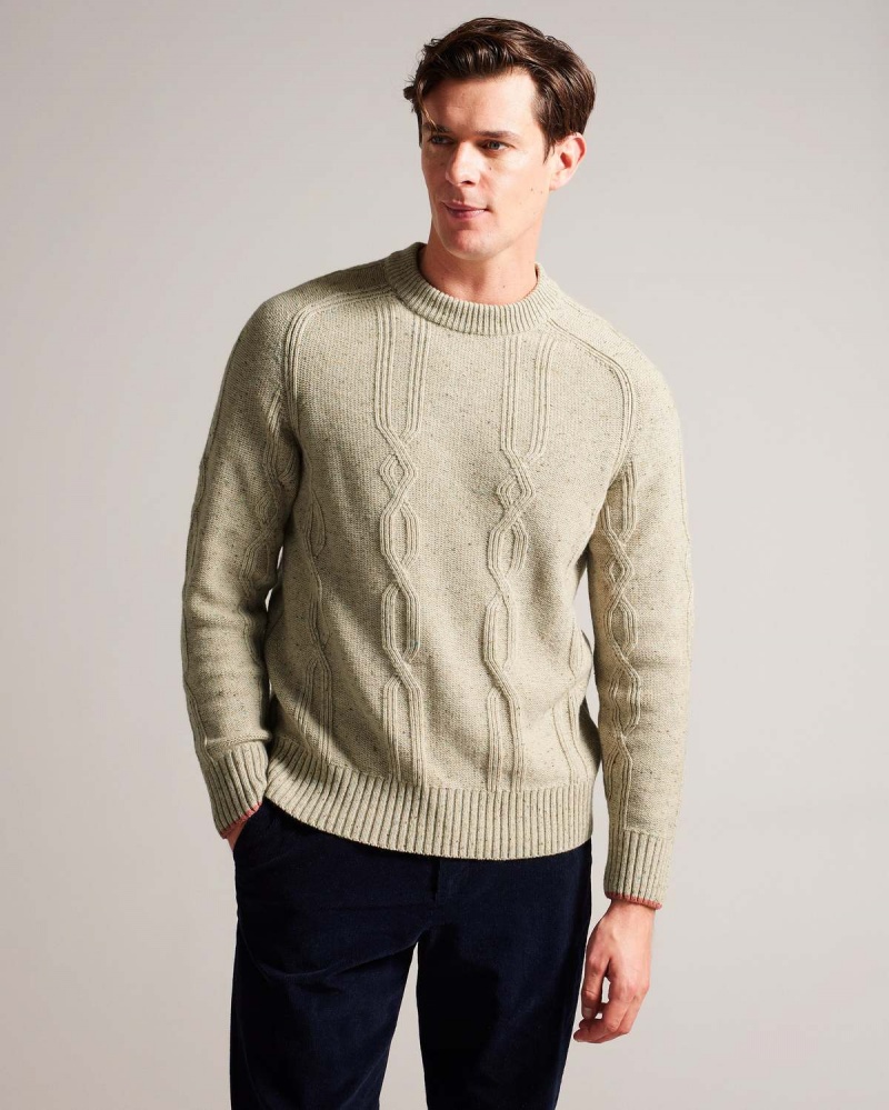 Ted Baker ENROE LS Nep Crew neck with Cable Detail Mid-pink | 742JUCPRE