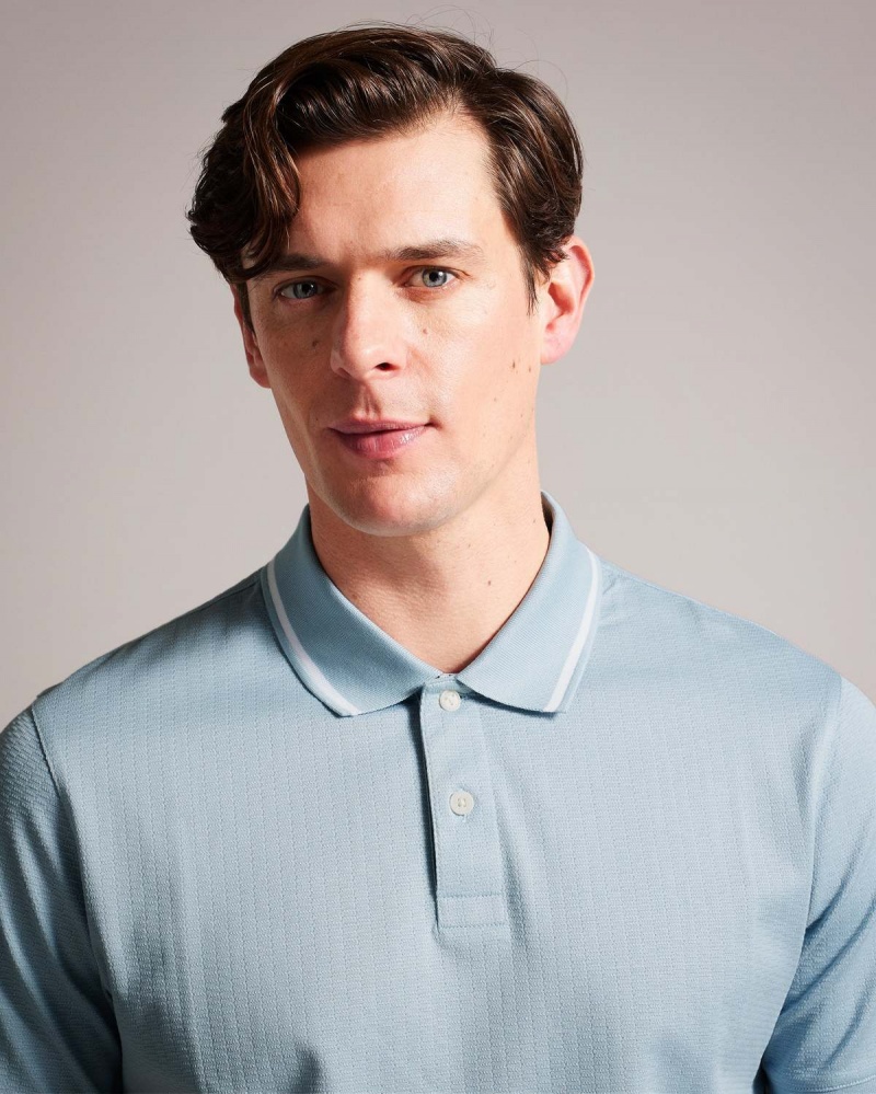 Ted Baker ERWEN SS Regular Textured Polo Lt-Blue | 814RNKIGS