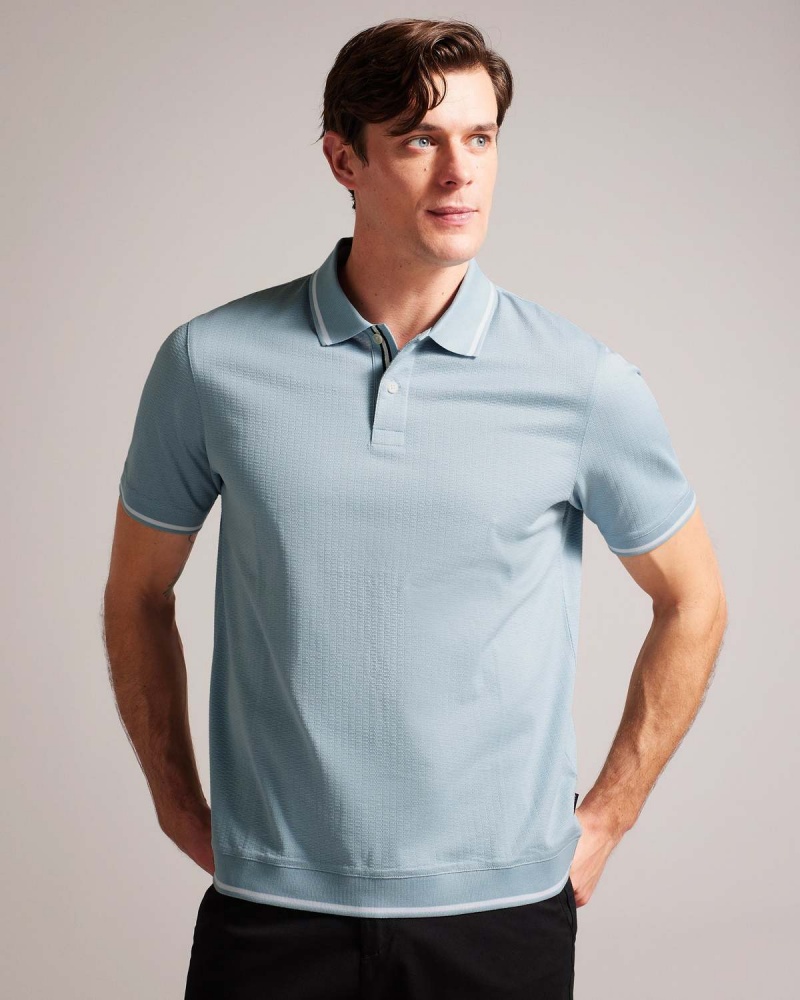 Ted Baker ERWEN SS Regular Textured Polo Lt-Blue | 814RNKIGS