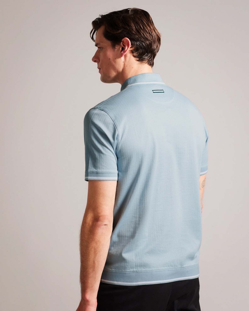 Ted Baker ERWEN SS Regular Textured Polo Lt-Blue | 814RNKIGS