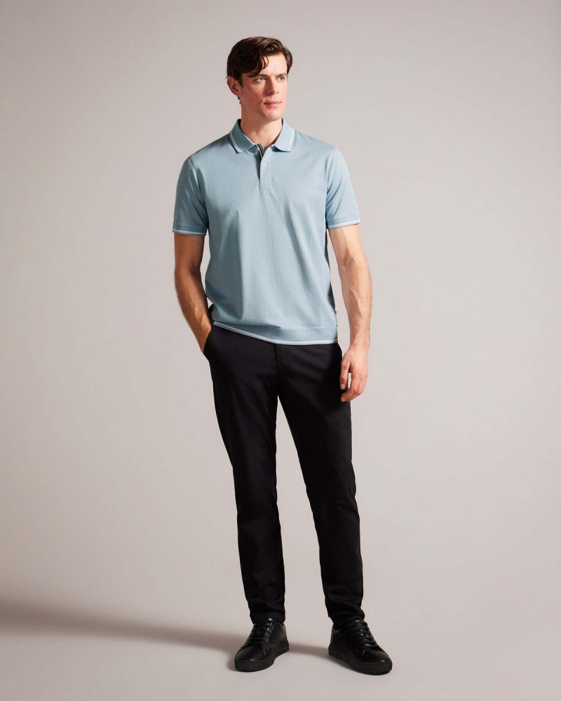 Ted Baker ERWEN SS Regular Textured Polo Lt-Blue | 814RNKIGS