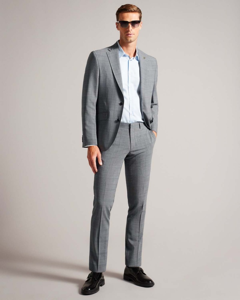 Ted Baker EXTONJ Pow Check Suit Jacket Gri | 590XOCTYM