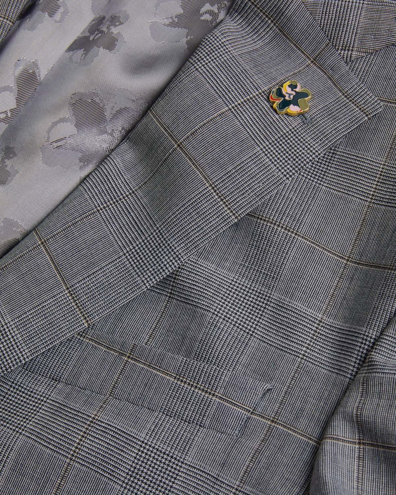 Ted Baker EXTONJ Pow Check Suit Jacket Gri | 590XOCTYM