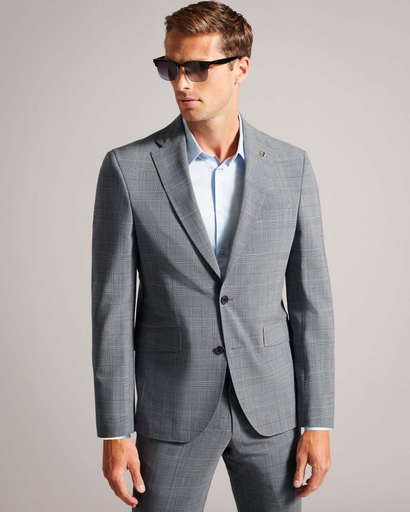 Ted Baker EXTONJ Pow Check Suit Jacket Gri | 590XOCTYM