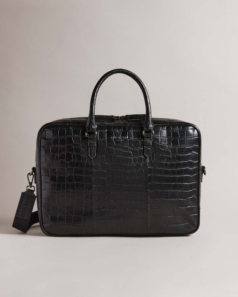 Ted Baker FABIANN Croc Effect Piele Document Bag Negrii | 754YPVMHL