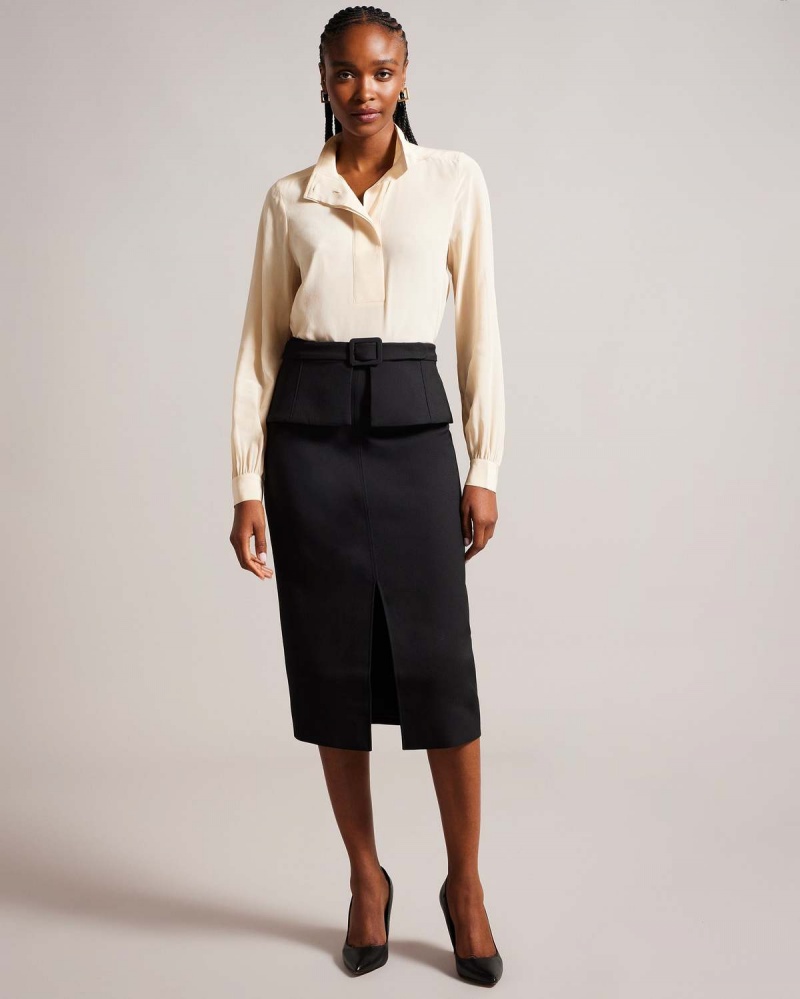 Ted Baker FLOREEI Slimline Midi Skirt Negrii | 985QUFYHI