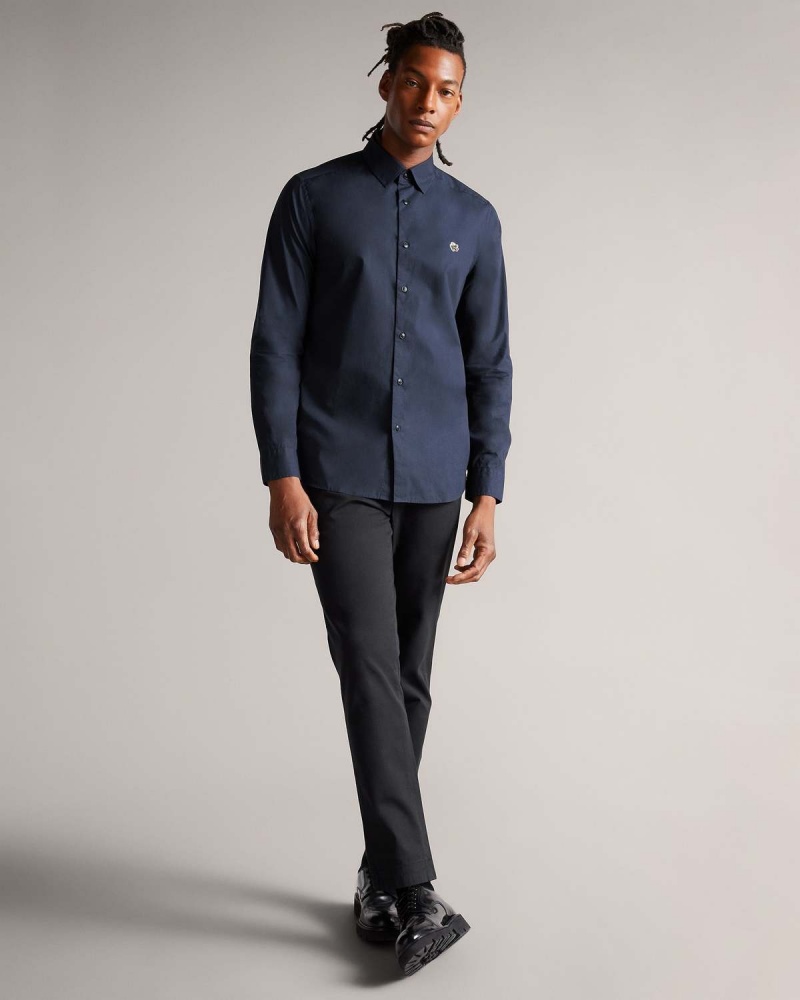 Ted Baker FONIK LS Poplin Shirt Bleumarin | 516EKVGWJ