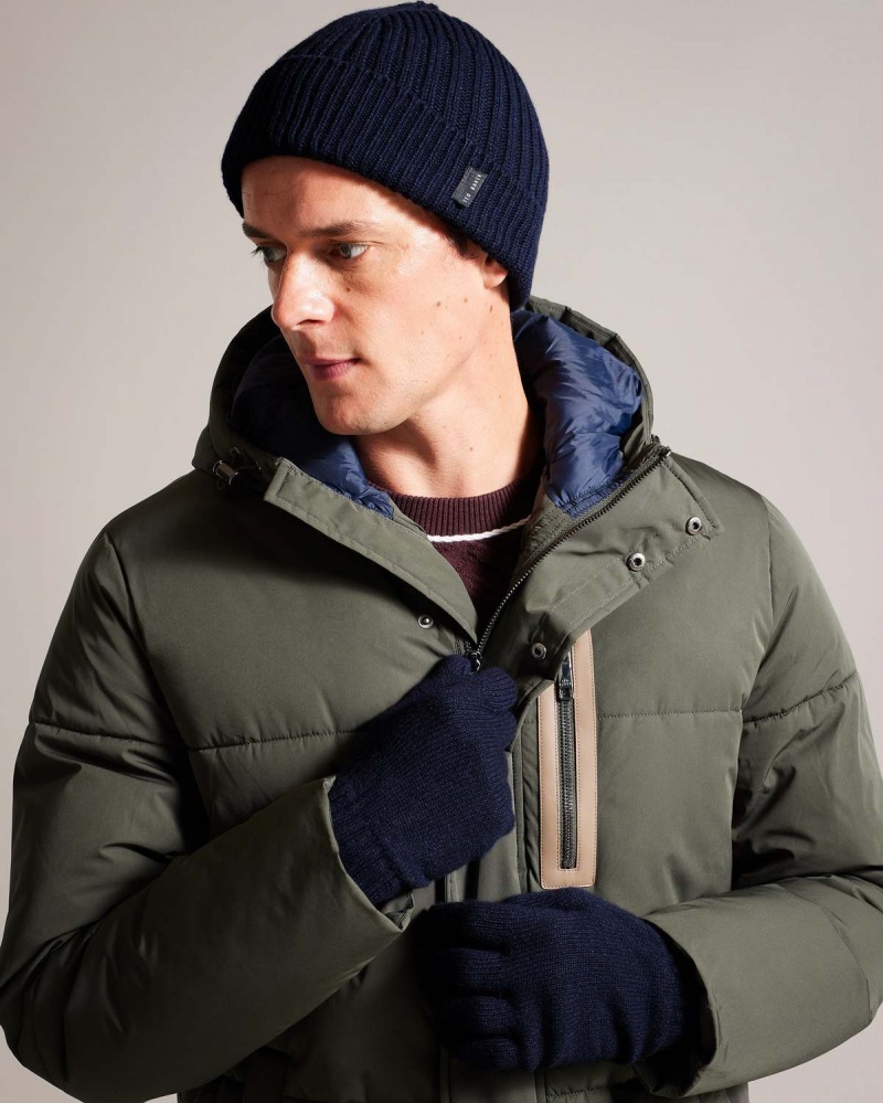 Ted Baker FRAIRS Rib Stitched Hat and Glove Gift Set Bleumarin | 049WZYNME