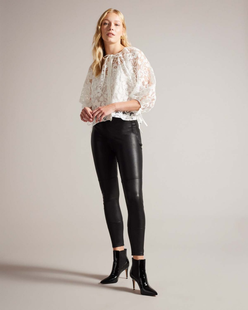 Ted Baker GILLOU Puff Sleeve Blouse with Tie Detail Albi | 243DFWCJR