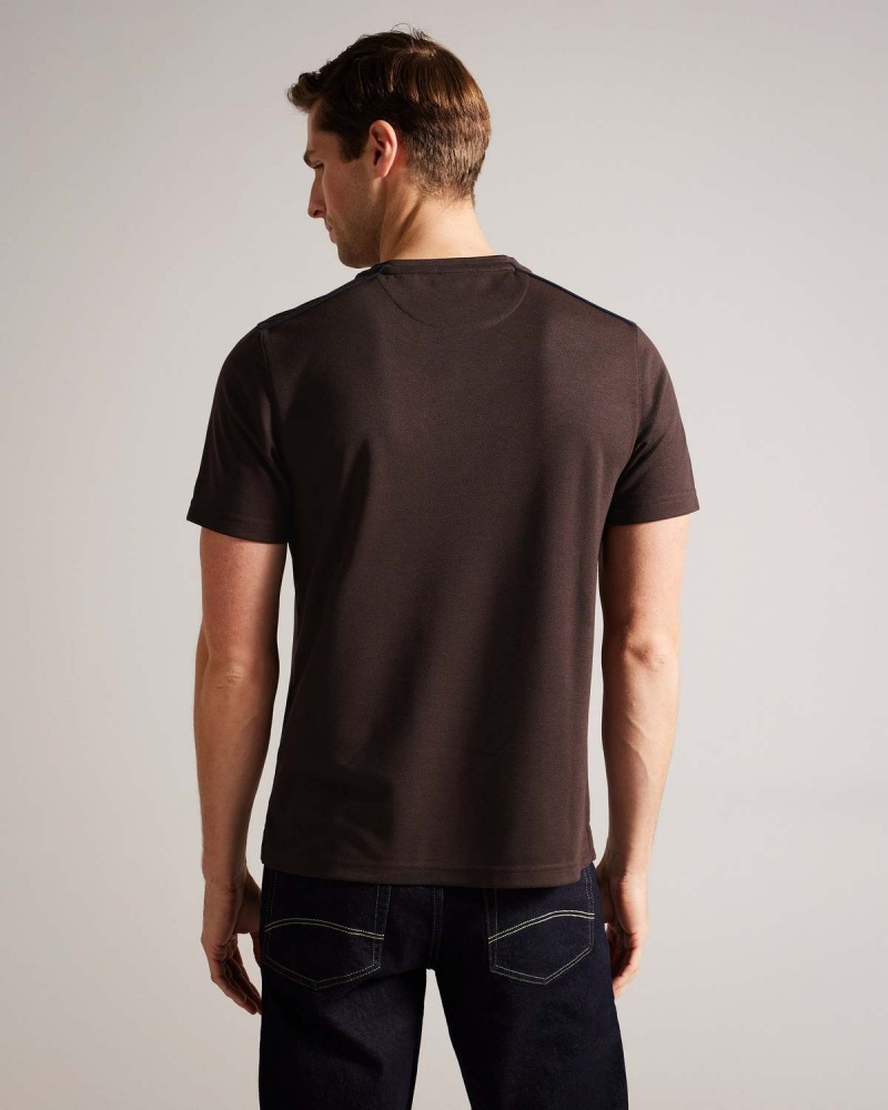 Ted Baker GRINE SS Regular Tshirt with Piele Intoarsa Trim Brn-choc | 249IDSPFH