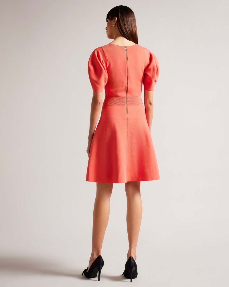 Ted Baker HAYLIY Sleeve Detailed Skater Rochie Corai | 091DAWYVB